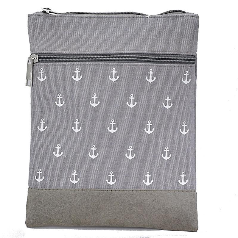 Handtasche Canvas Crossbag Anker grau